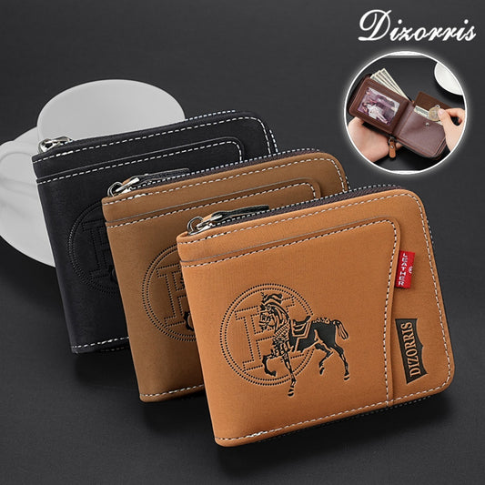 🔥🔥【Най-продаваният】Нов модерен къс портфейл с цип в ретро стил за мъже.Модерен и модерен, висококачествен