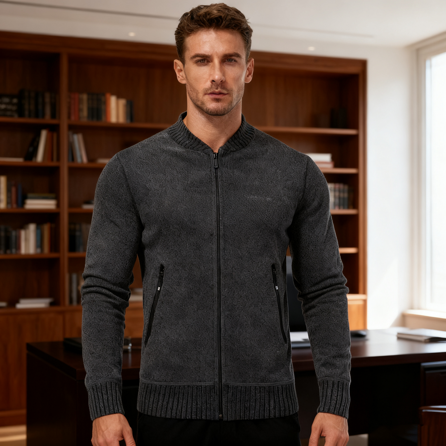🔥【Forró akció】👔【M-4XL】Őszi és téli új férfi kabát magas gallérral és cipzárral, kiváló minőségű anyagból és temperamentumos, magas szabású szabással