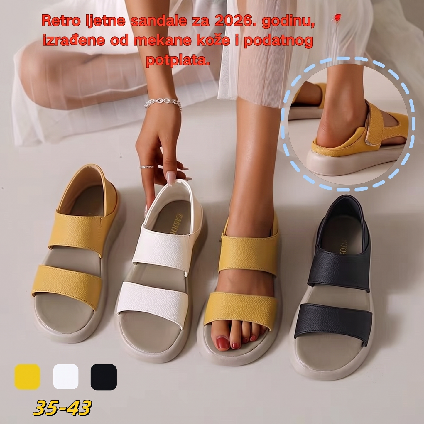 🔥【Super niska cijena】🔥【Veličine 35-43】👡2026 Retro ljetne sandale s jednom nogom od mekane kože i mekog potplata