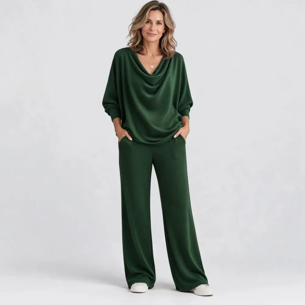 【S-3XL】Elegancki dwuczęściowy komplet: welurowa góra + spodnie w stylu casual