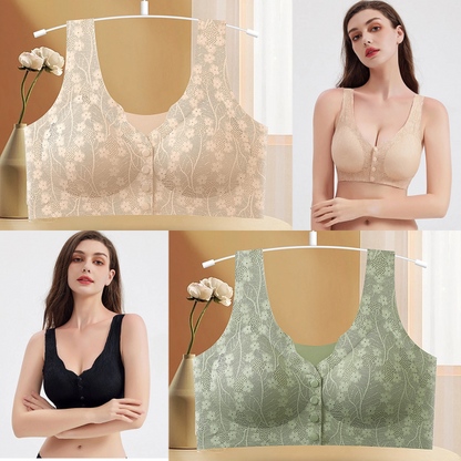🔥✨【Compra uno y llévate otro gratis】【40-100 kg】💕👙Nuevo sujetador sin aros con cierre frontal para mujer, suave y cómodo.
