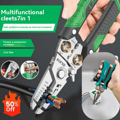 🔥🔧【Промоционална оферта】🔧Многофункционален 7-в-1 инструмент за оголване на кабели от неръждаема стомана, комбиниращ функции за оголване и рязане на кабели.