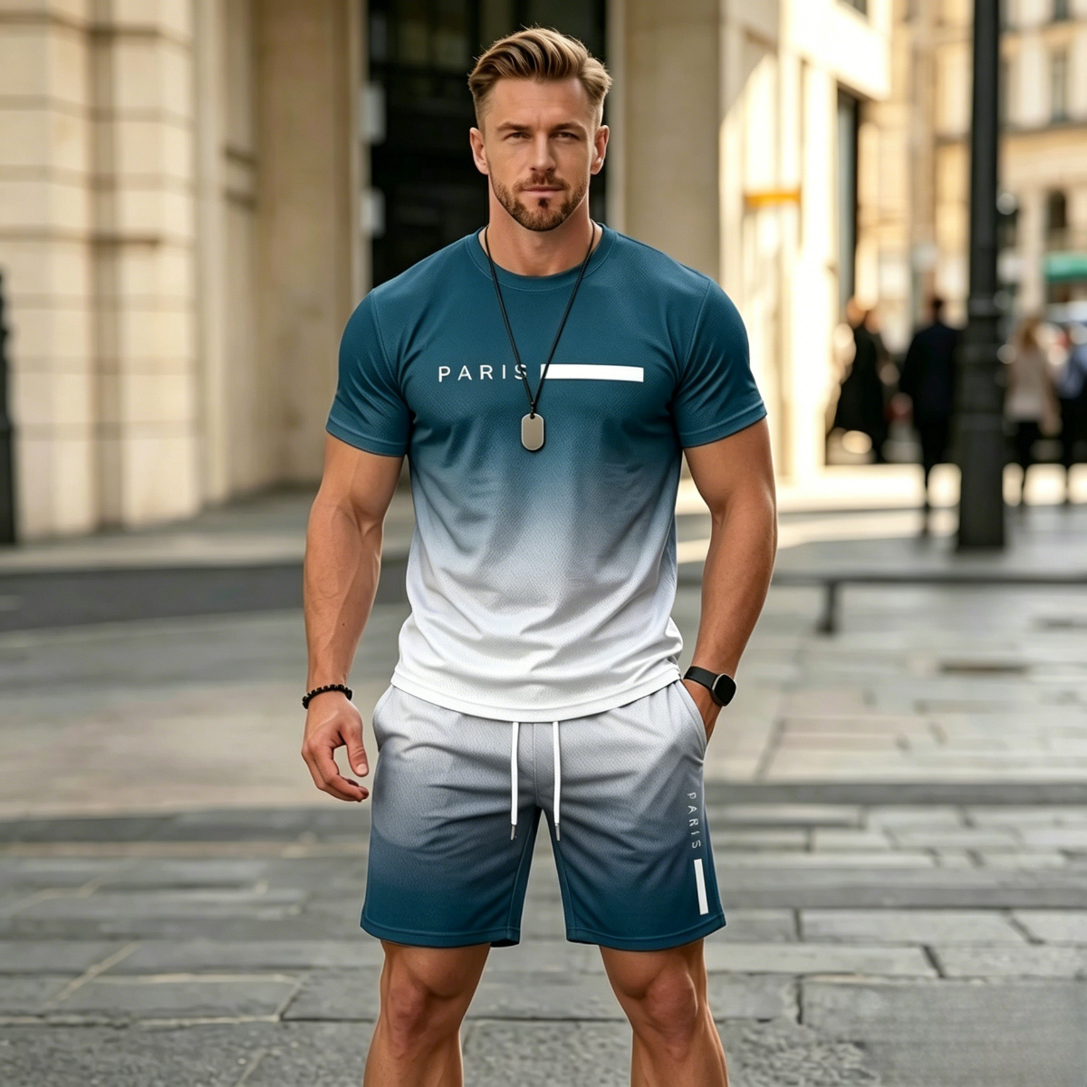 ✨【Pago contra entrega】Conjunto deportivo de verano de 2 piezas para hombre: cómoda camiseta de manga corta y pantalones cortos para uso diario y en casa.✅️Pago contra entrega
