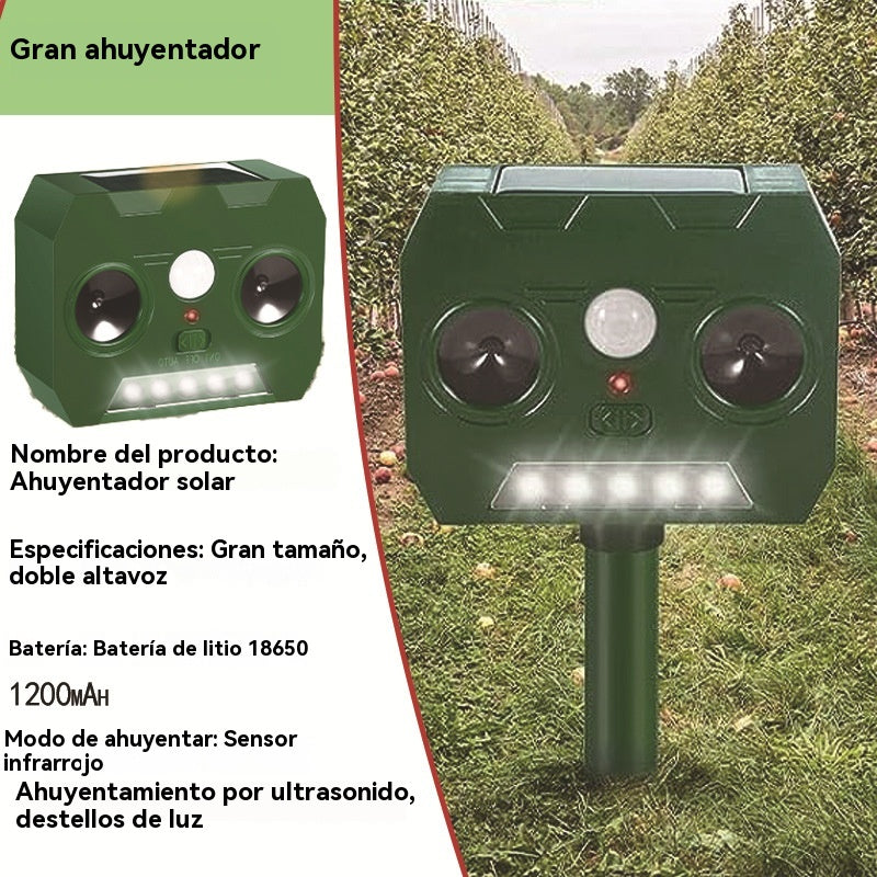 🔥Repelente ultrasónico de aves para exteriores con energía solar, dos bocinas y luces intermitentes ✅️Pago contra entrega