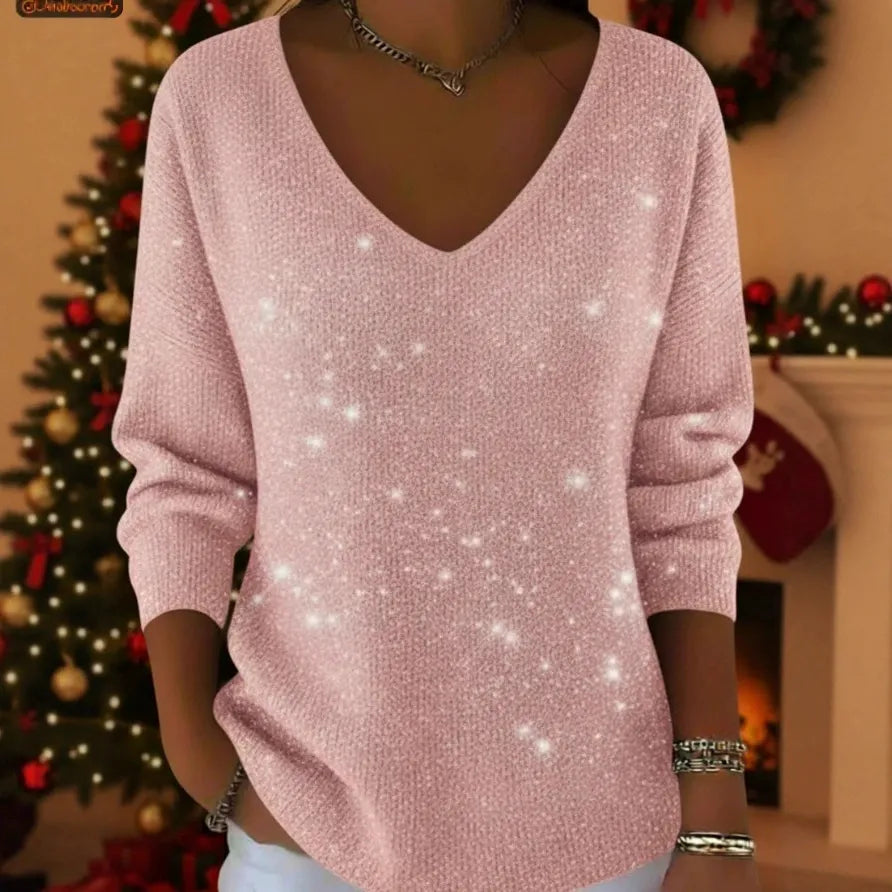 💥Božična uspešnica 50%👚【S-5XL】Nova ženska majica z dolgimi rokavi in V-izrezom, jesen/zima 2025
