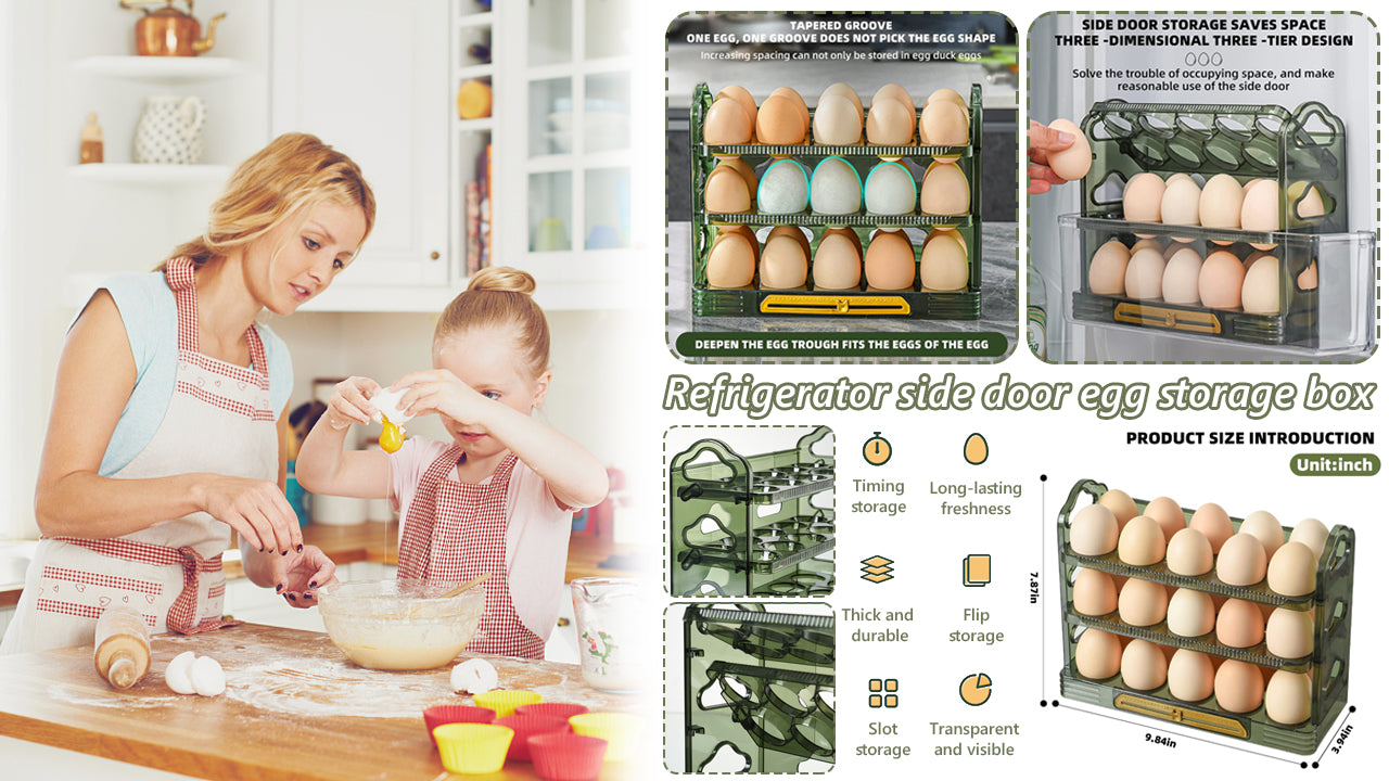 🥚👍【Plačilo ob dostavi】💥 Škatla za shranjevanje jajc, posebej zasnovana za shranjevanje sveže hrane na stranskih vratih hladilnika