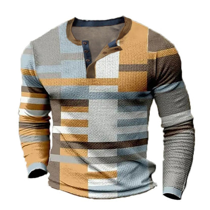 【S-4XL】Męska koszulka polo z długim rękawem i nadrukiem3898733