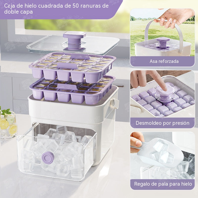 ✨🧊 Máquina de hielo portátil | Con tapa y recipiente para almacenar hielo (hace 50 cubitos de hielo a la vez)