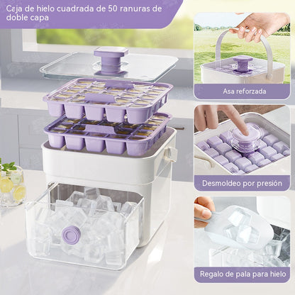 ✨🧊 Máquina de hielo portátil | Con tapa y recipiente para almacenar hielo (hace 50 cubitos de hielo a la vez)