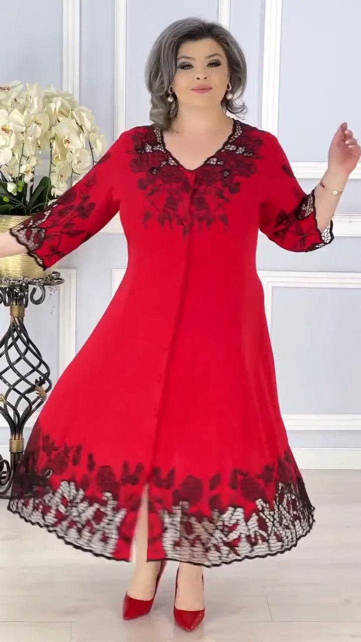 👗【S-5XL】Sukienka z haftowanej koronki, duży rozmiar - modna i elegancka