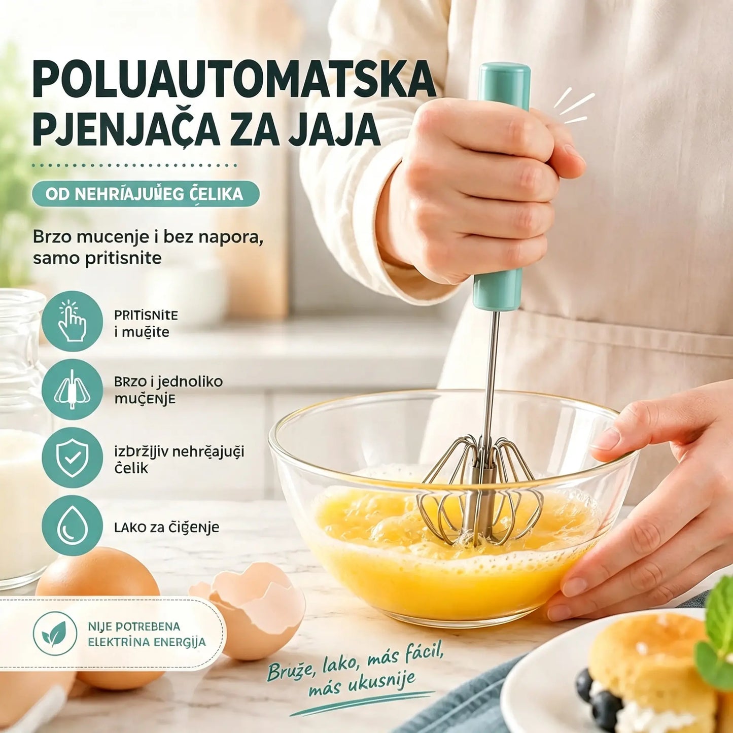 23€【Komplet od 2 komada】Poluautomatski plijač za jaja od nehrđajućeg čelika