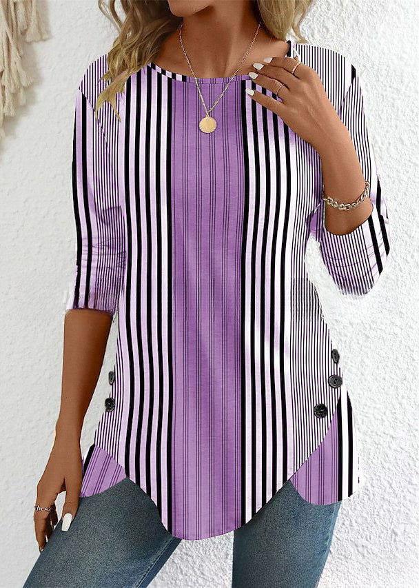 ✨🔥【Ограничено количество】【S-5XL】Нова пролетно-летна модна ежедневна раирана дамска риза с щампа 2026