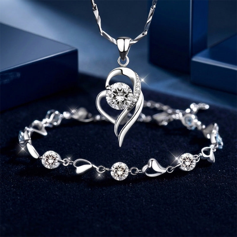 ✨✨【¡Compra 1 y llévate otro gratis!】💎 Conjunto de pulsera y collar Corazón del Océano en plata de ley 925-E