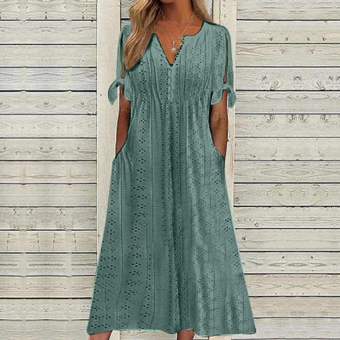 🔥👗【Ograniczona czasowo wyprzedaż】【S-5XL】✨Nowa prosta i piękna sukienka w jednolitym kolorze 2025