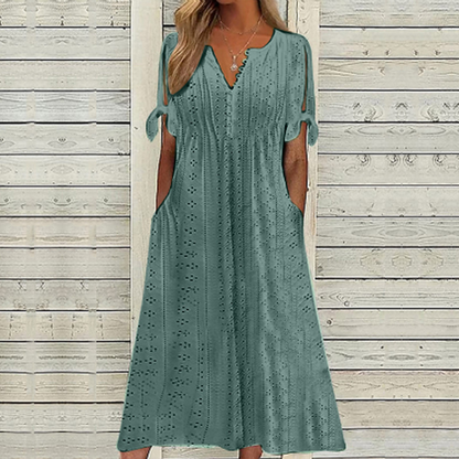 🔥👗【Ograniczona czasowo wyprzedaż】【S-5XL】✨Nowa prosta i piękna sukienka w jednolitym kolorze 2025