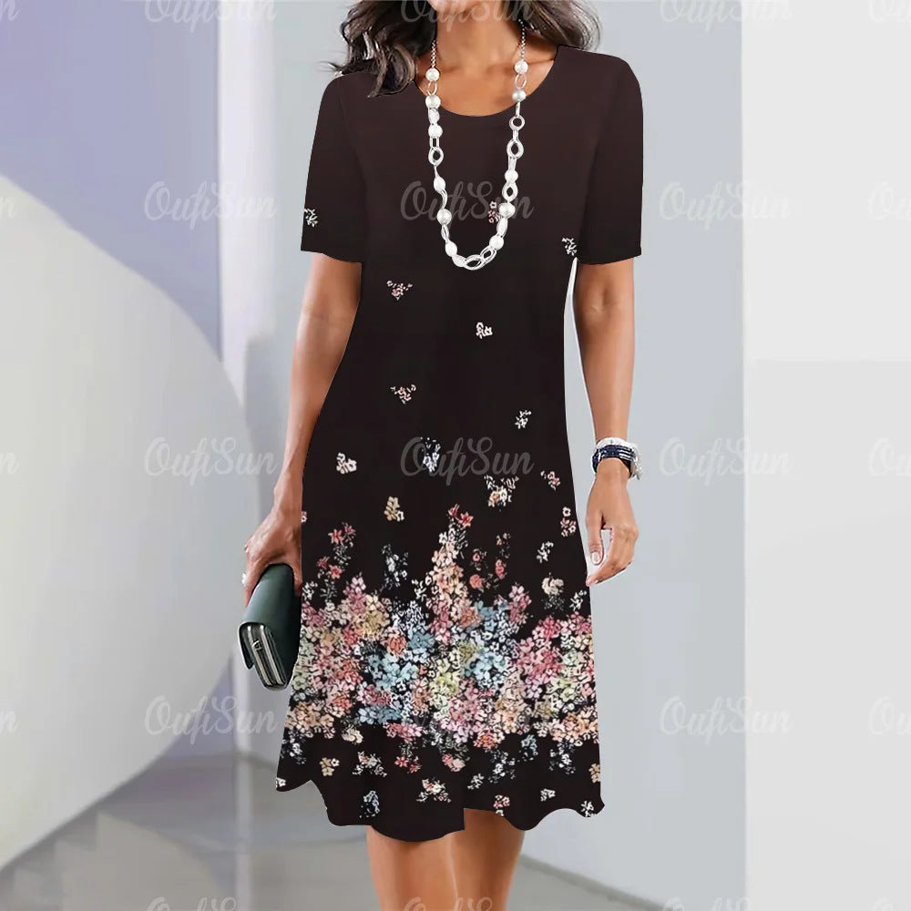 👗💖【S-5XL】Vestido sexy de cuello redondo con estampado 2025 para mujer.