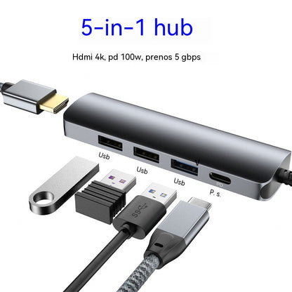 🔌✨ 5v1 prenosný USB-C hub s výstupom 4K HDMI 🎥💻
