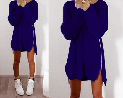 🌿🌸【S-5XL】2025 Wiosna Nowy Moda Elegancki damski długi boczny zamek błyskawiczny sweter, intelektualny i elegancki