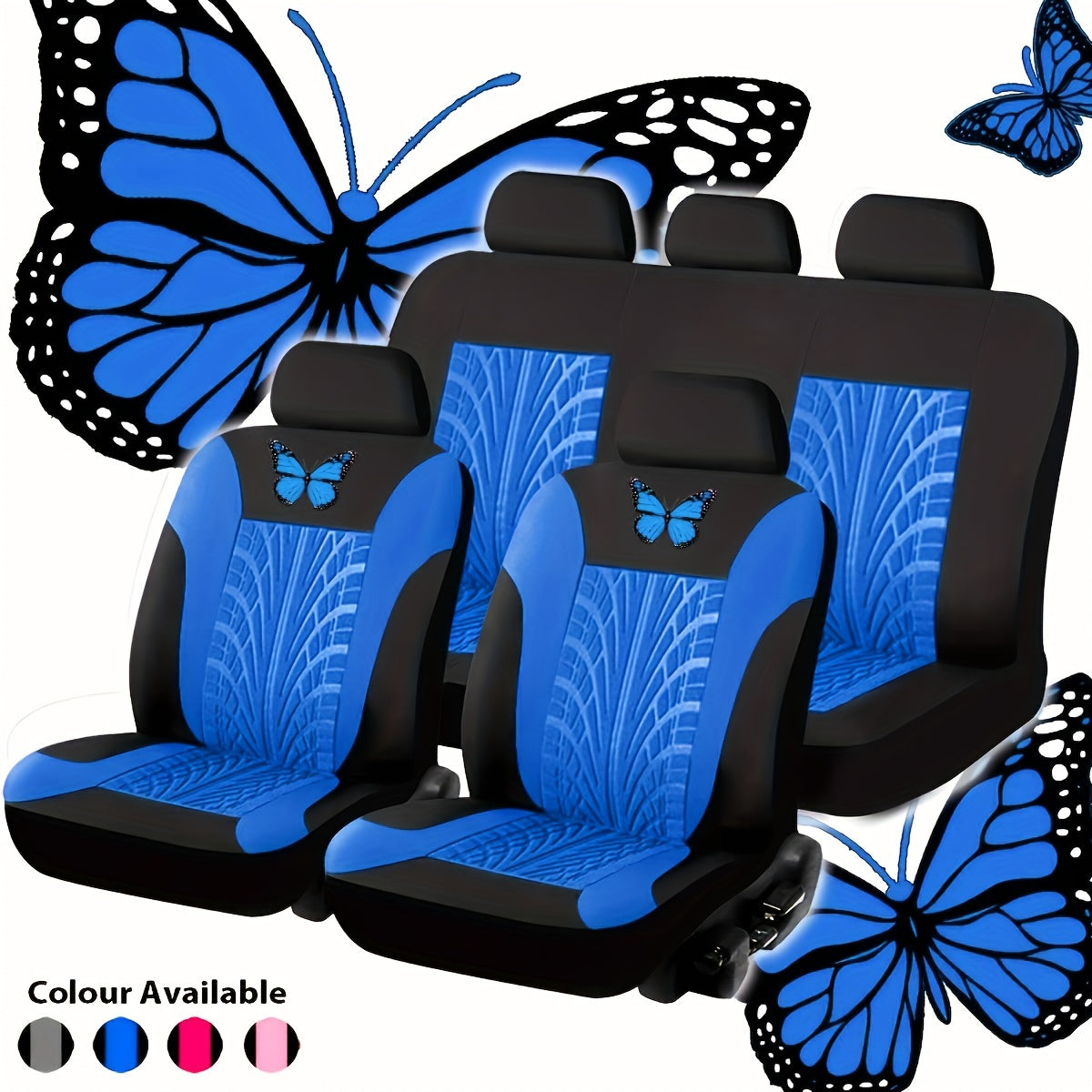 【50% off 】🦋Uniwersalny zestaw haftowanych pokrowców na siedzenia samochodowe w kolorze czerwonym w kształcie motyla-3911934