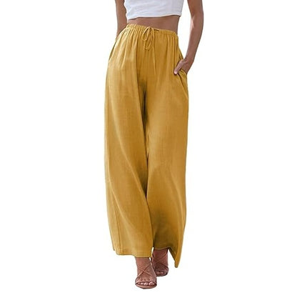 ✅Pago contra reembolso - (S-5XL) 2026 nuevos pantalones anchos de algodón y lino para mujer - transpirables y frescos