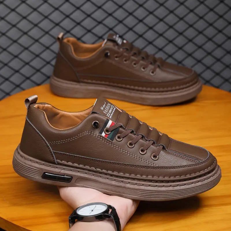 😎👞【Tallas 38-44】Zapatillas deportivas casuales para hombre, con parte superior de cuero genuino y suela suave, antideslizante y transpirable.