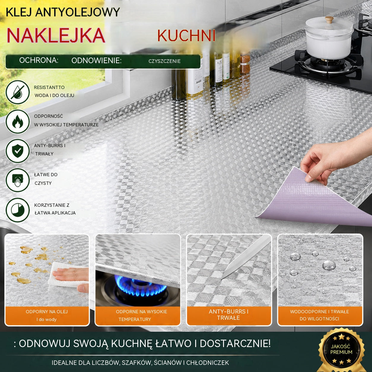 🔥 60cm×5 m Naklejka do kuchni | Pełna ochrona przed tłuszczem i zabrudzeniami 🧽🛡️