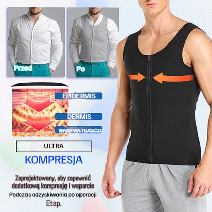 【S-4XL】Męska kamizelka modelująca brzuch z zamkiem błyskawicznym