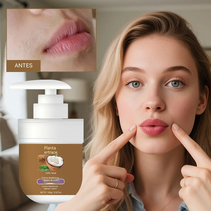 🔥🌷【Oferta especial✨】Crema depilatoria facial y labial con aceite de coco: suave y no irritante