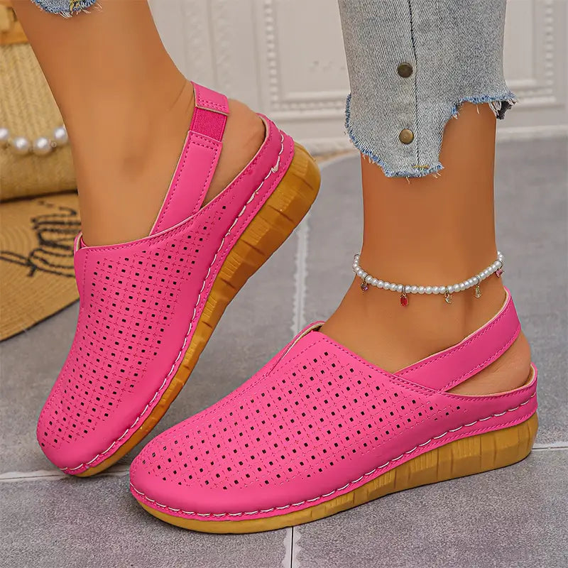 🌿👡 【Oferta limitada mitad de precio】(tallas 36-43) Zapatos de verano 2026 de cuero genuino: diseño slip-on con plataforma cómoda, modelo perforado transpirable para exterior