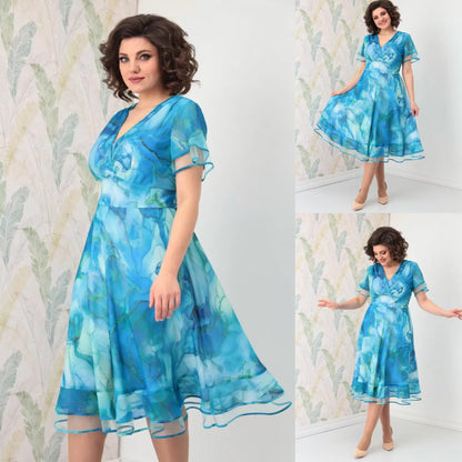 【S-5XL】 2024 Nowa elegancka sukienka z szyfonu_3654994