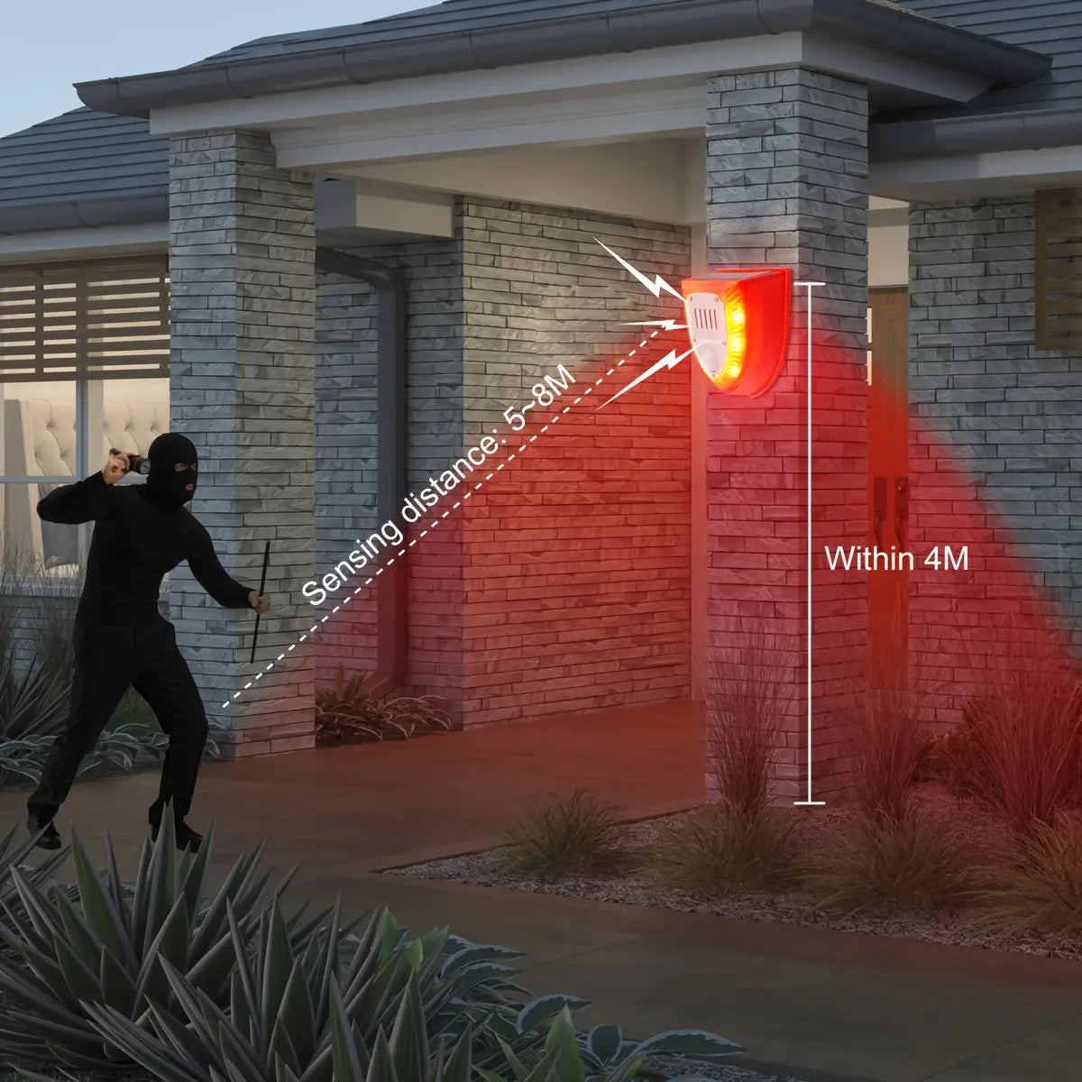 🔥🚨Alarma solar, luz de alarma antirrobo con sensor de cuerpo humano, repelente de animales ultrasónico