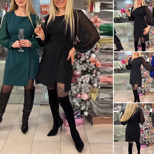🌈💐【S-5XL】Nowa, ciepła i modna sukienka w jednolitym kolorze3855002