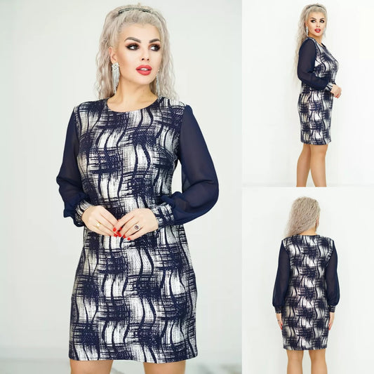👗💙[S-5XL] 2024 zimowa nowa elegancka i modna sukienka w kratę retro-3810629
