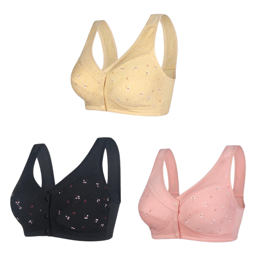 ✨💞【Koty 40-105】Elegancki bawełniany biustonosz zapinany z przodu dla pań w średnim wieku--3708411