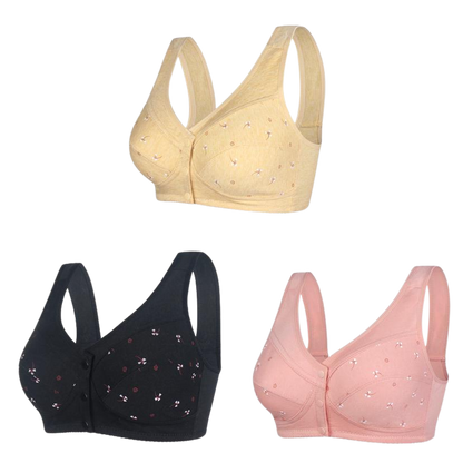 ✨💞【Koty 40-105】Elegancki bawełniany biustonosz zapinany z przodu dla pań w średnim wieku--3708411