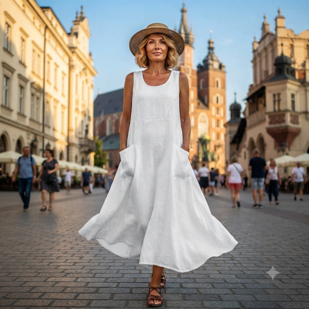 🌈👗【S-5XL】2026 Letnia, nowa, elegancka, jednokolorowa sukienka bez rękawów z okrągłym dekoltem, wykonana z bawełny i lnu.