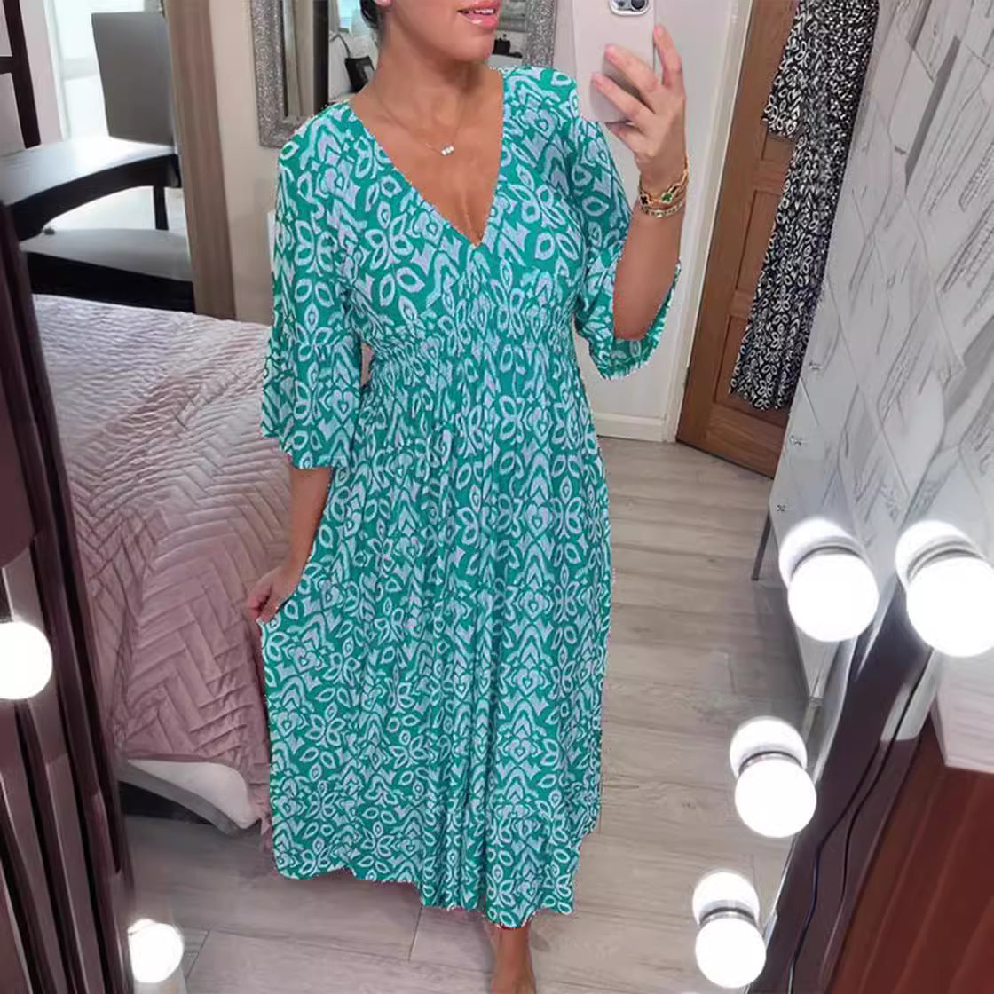 ✨💃【S-5XL】Sukienka w stylu boho z dekoltem w serek, modna na lato