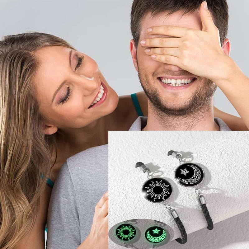 🎁💖Комплект от 2 гривни Слънце и Луна – Блестящи бижута за двойки за любов от разстояние