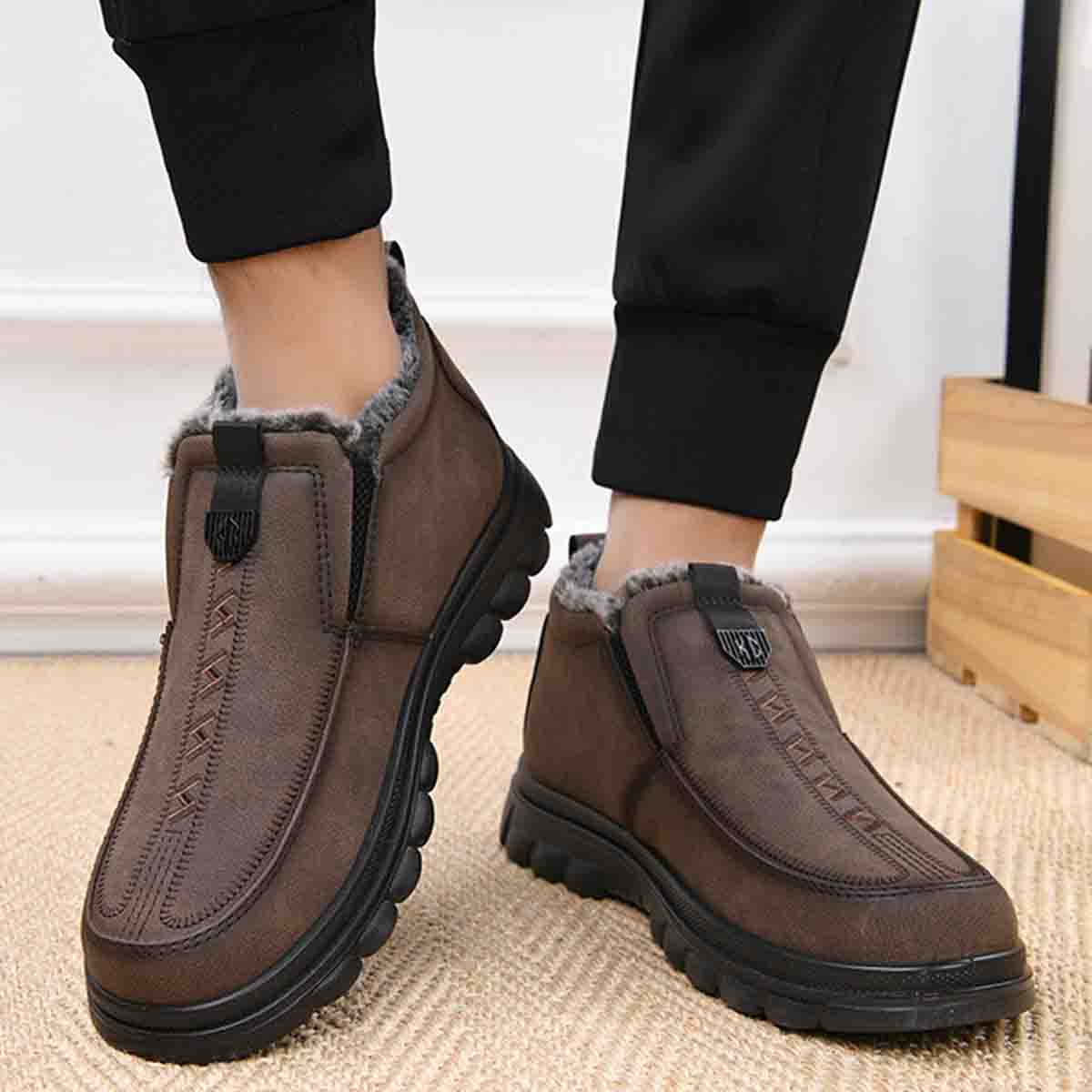 Pánská zimní teplá obuv pro každodenní nošení, kulatá špička, hřejivá a pohodlná.