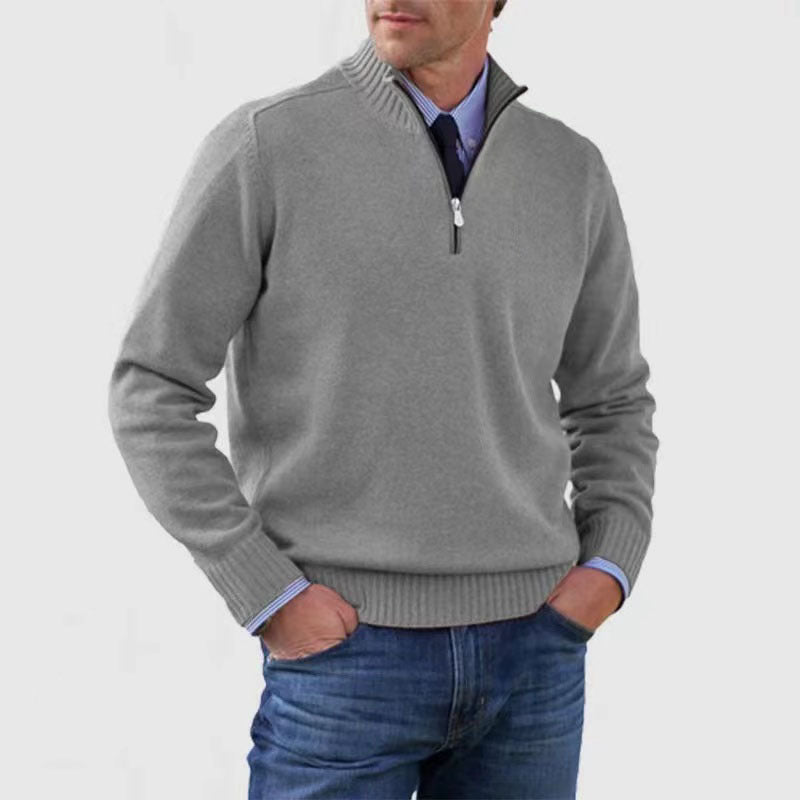 🥰Venta de invierno✨ Suéter de punto con cremallera para hombre de talla grande, diseño simple y combinable.Tendencias de la moda
