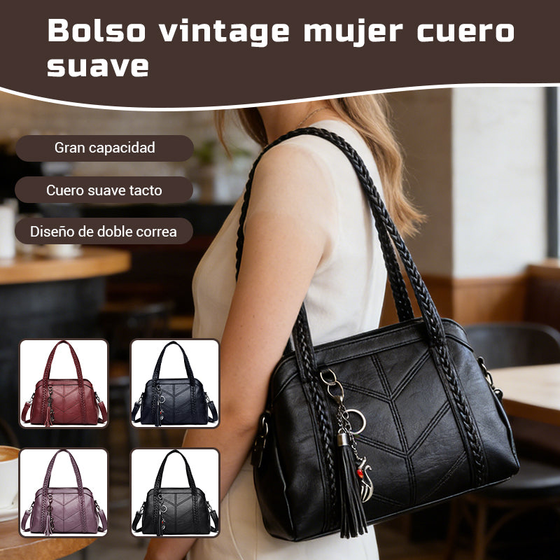 👜 Bolso clásico retro de gran capacidad y múltiples compartimentos para mujer, nuevo modelo 2026 de piel suave