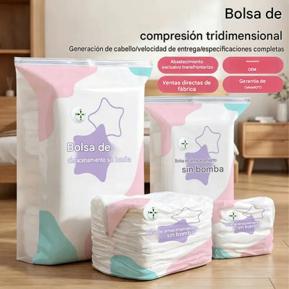 🧳【5 por 30 €】💨 Bolsas de almacenamiento al vacío compresibles de gran capacidad: No necesitan bomba, son a prueba de fugas, ideales para ahorrar espacio en tu maleta y en casa ✈️