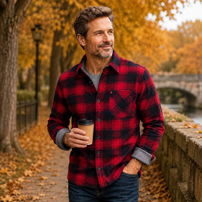 🔥【Zľava 50 %】👔【L-5XL】Teplá košeľa s dlhým rukávom