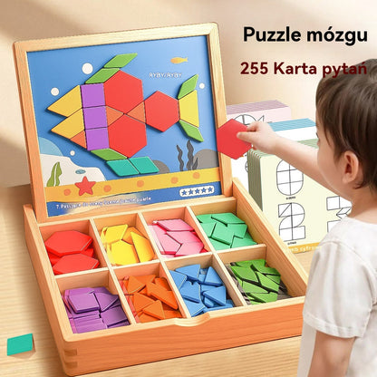 👶🌈🧩【225 elementów】🔥Magnetyczna drewniana układanka tangram, trening mózgu i zabawka edukacyjna dla dzieci, stymuluje myślenie