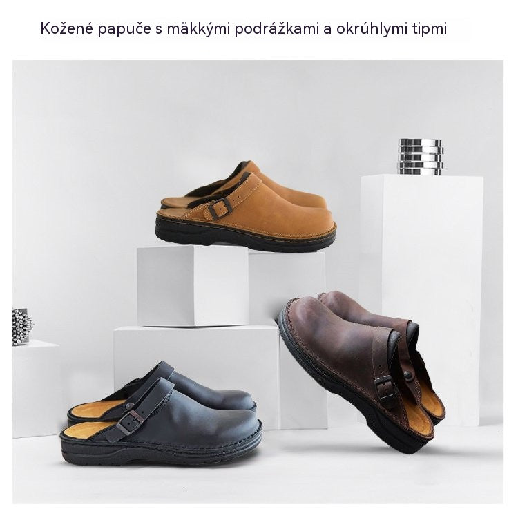 😎👞【38-48】 Vysoko kvalitné pánske kožené šľapky, pohodlné a voľné ✅️Platba pri doručení
