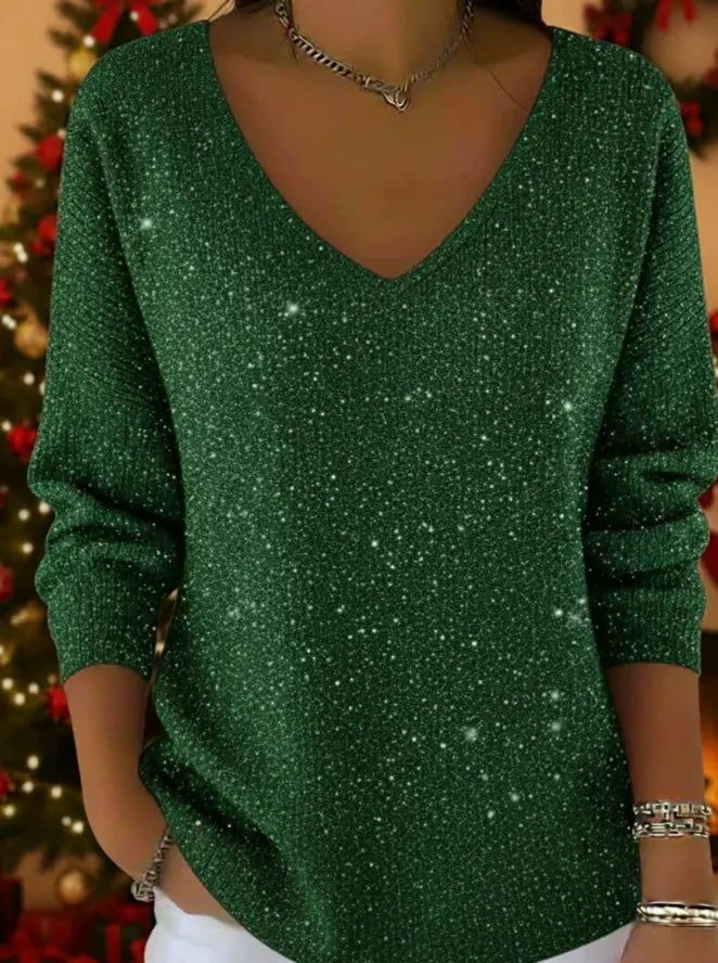 💥Božična uspešnica 50%👚【S-5XL】Nova ženska majica z dolgimi rokavi in V-izrezom, jesen/zima 2025