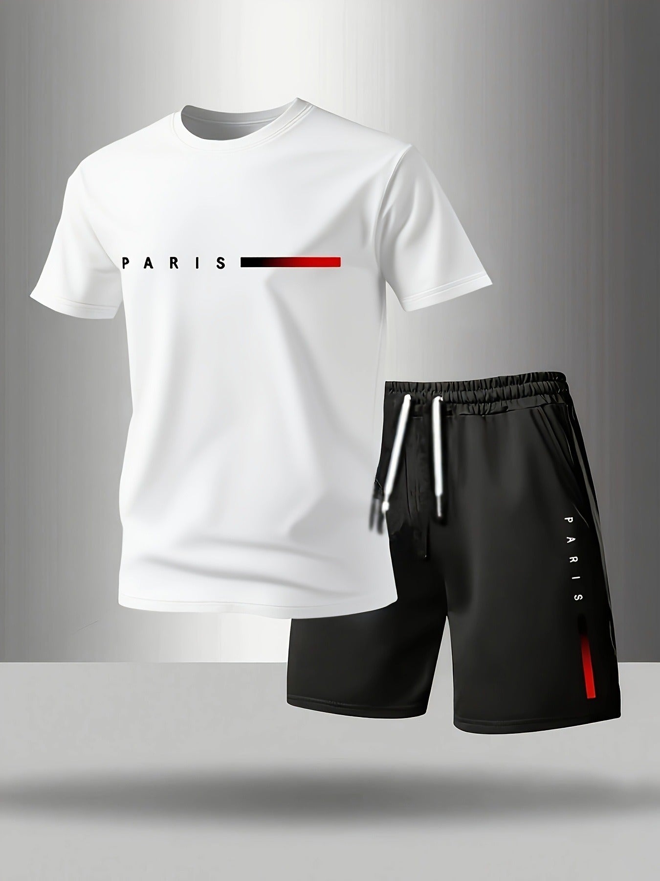 🎉😎【50% zniżki✨】Dwuczęściowy letni zestaw sportowy dla mężczyzn – wygodna koszulka z krótkim rękawem i spodenki, odpowiednie do noszenia na co dzień i na wakacje.