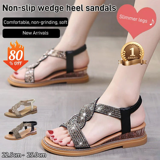 🔥🎉【Ograniczona ilość】2025 letnie damskie sandały z kryształkami ✅miękka podeszwa✅wygodne i modne