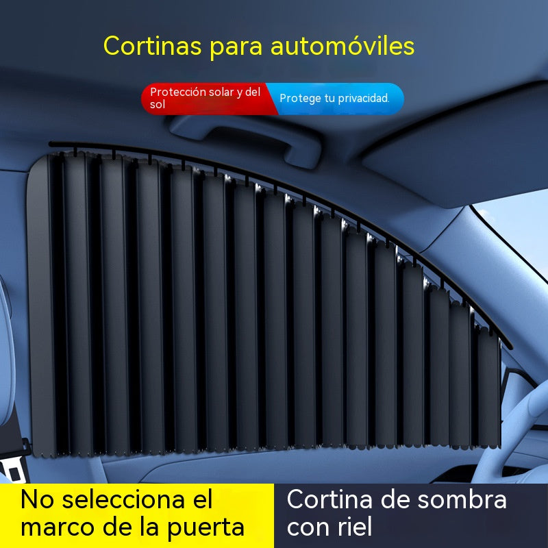 🚗【Juego de 4 piezas】 Cortina parasol con riel deslizante para ventana de coche y aislamiento térmico