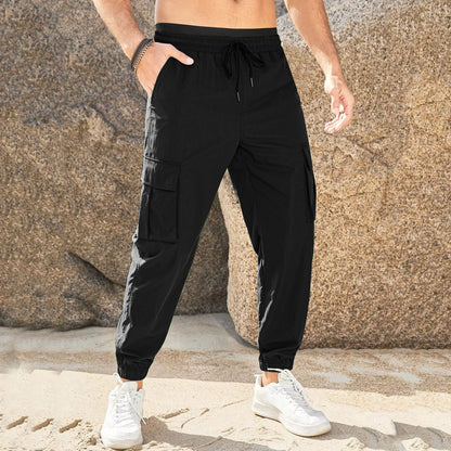 👖 Pago contra entrega✅️Pantalones casuales de trabajo para hombre, resistentes al desgaste, en tallas grandes, con cintura elástica y cordón ajustable.